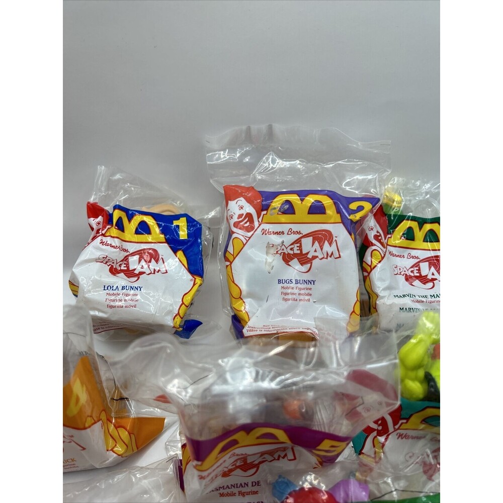 1996 Mcdonald’s Space Jam Happy Meal Toys NIP Complete Set of 8 With Bag - Picture 2 of 7
